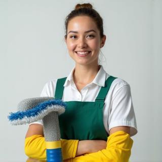 Ekipmanlı profesyonel temizlik görevlisi